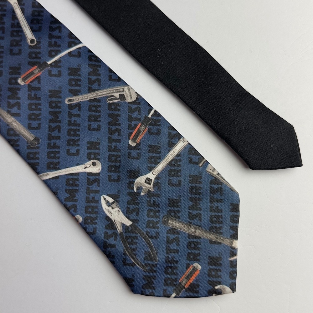 Ralph Marlin Craftsman Tools Necktie Mens Blue Novelty Graphic Print Made in USA